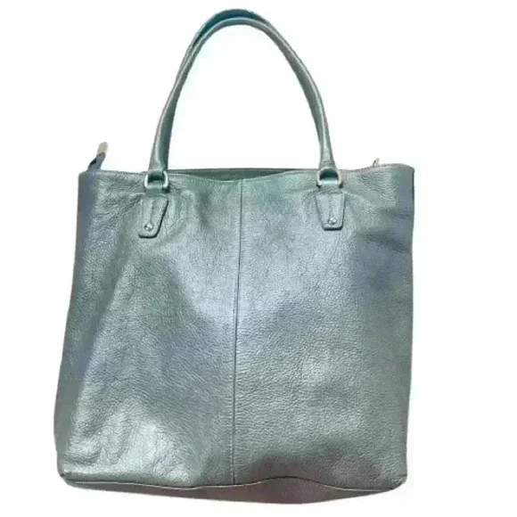 Vera Pelle Bags Vera Pelle Grey Pebbled Leather Jumbo Bag